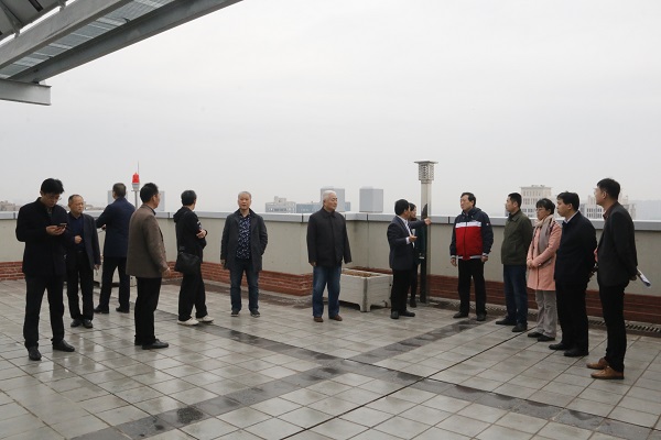驗(yàn)收委員會(huì)專家察看建筑屋面.JPG